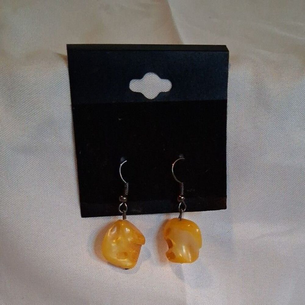 Beautiful Handmade Earrings For Women Yellow Stone With Hooks - Picture 2 of 4
